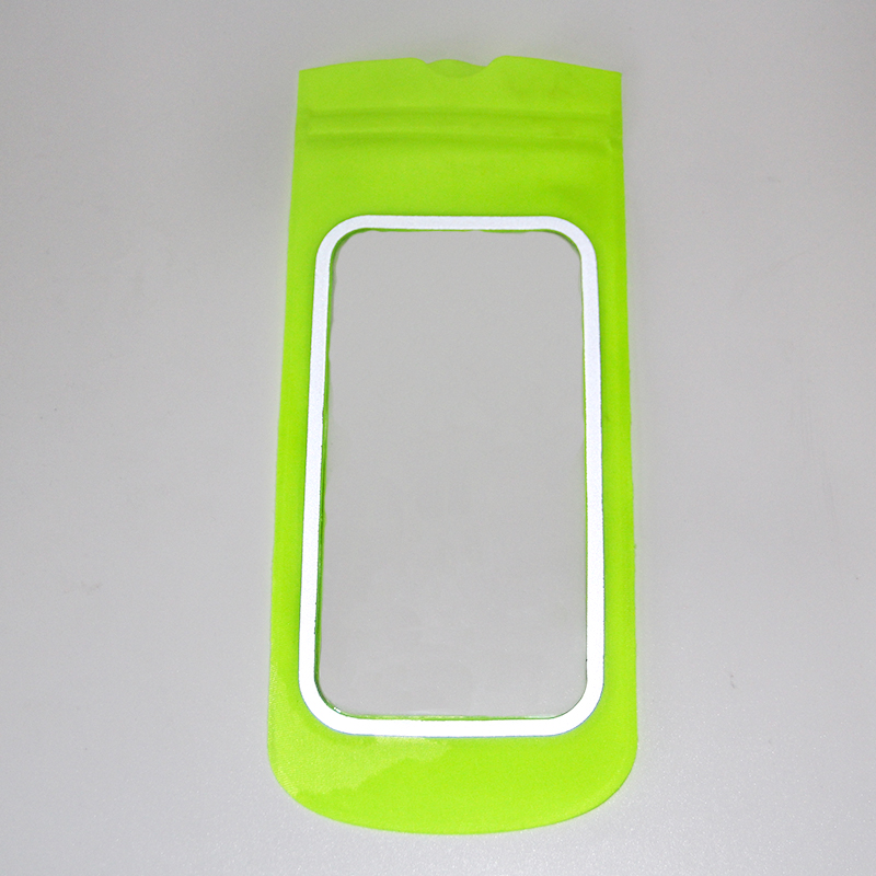 TPU高亮反光条荧光绿手机防水袋